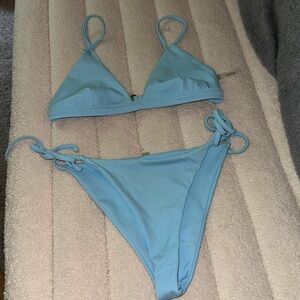 Blue bikini with string bottoms
